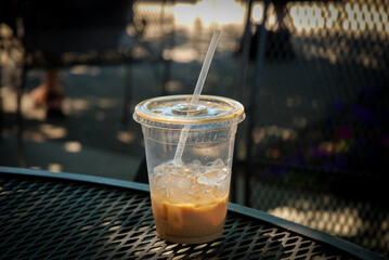 glass of drink in ice coffee