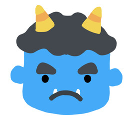 かわいい青鬼の顔のイラスト