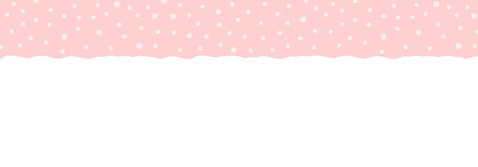 雪のような水玉模様とピンク色のかわいい背景 - 手描きの冬･ホリデーシーズンのイメージ - パノラマ
