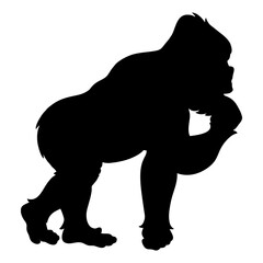 black gorilla silhouette on white background