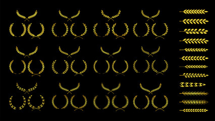 Gold Laurel Wreath Silhouette an award, achievement, heraldry, nobility, emblem, logo. Vector illustration.