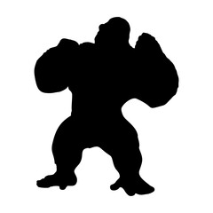 black gorilla silhouette on white background