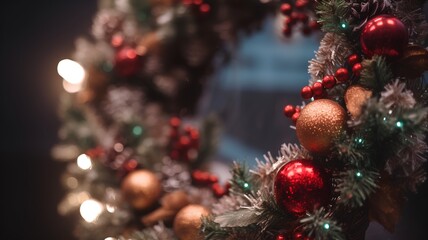 Obraz na płótnie Canvas Close up of Christmas wreath