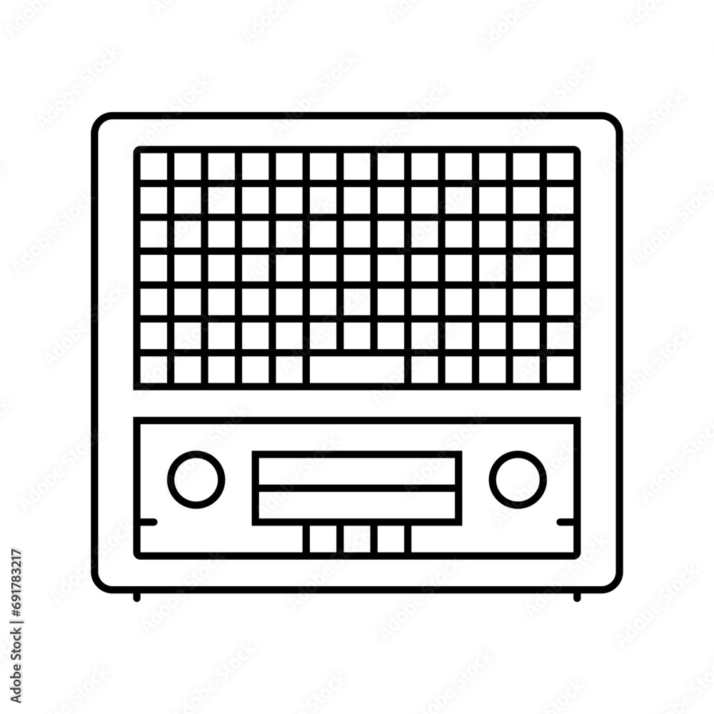 Poster microphone character retro music line icon vector. microphone character retro music sign. isolated c