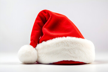 Festive Christmas santa hat isolated on a plain background. santa claus hat, red hat. Ai Generative