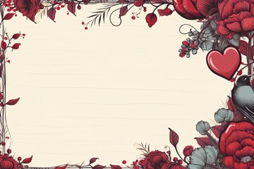 empty note frame space  with Valentine's Theme background, festival Valentines day, generative ai.