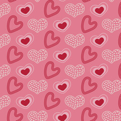 Seamless pattern for Valentine's Day. Creative white hearts on a pink background.