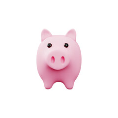 Piggy bank 3D realistic vector illustration, ceramic moneybox in the form of a pink pig front view, money storage