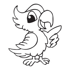 Funny parrot sketch for coloring book.