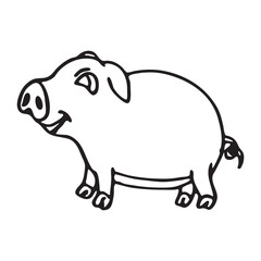 Funny pig sketch for coloring book.