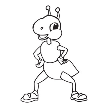 Funny ant sketch for coloring book.