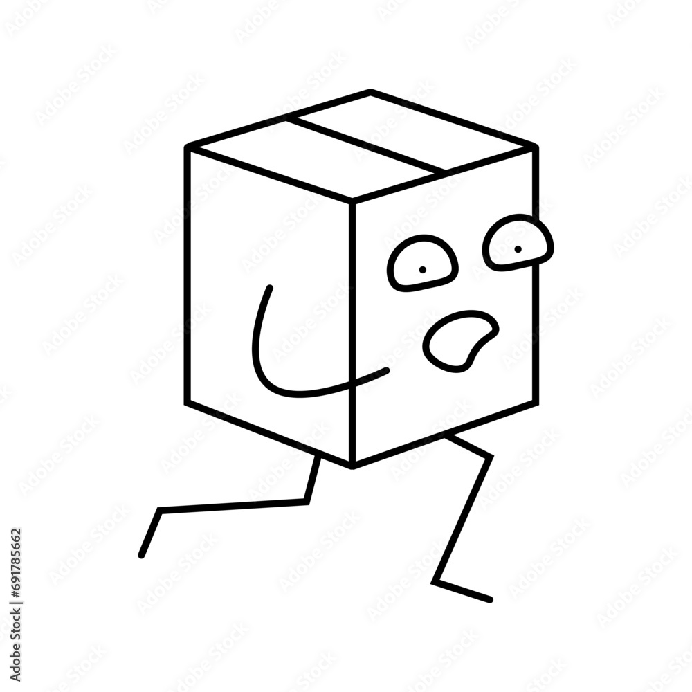 Aufkleber run cardboard box character line icon vector. run cardboard box character sign. isolated contour sym