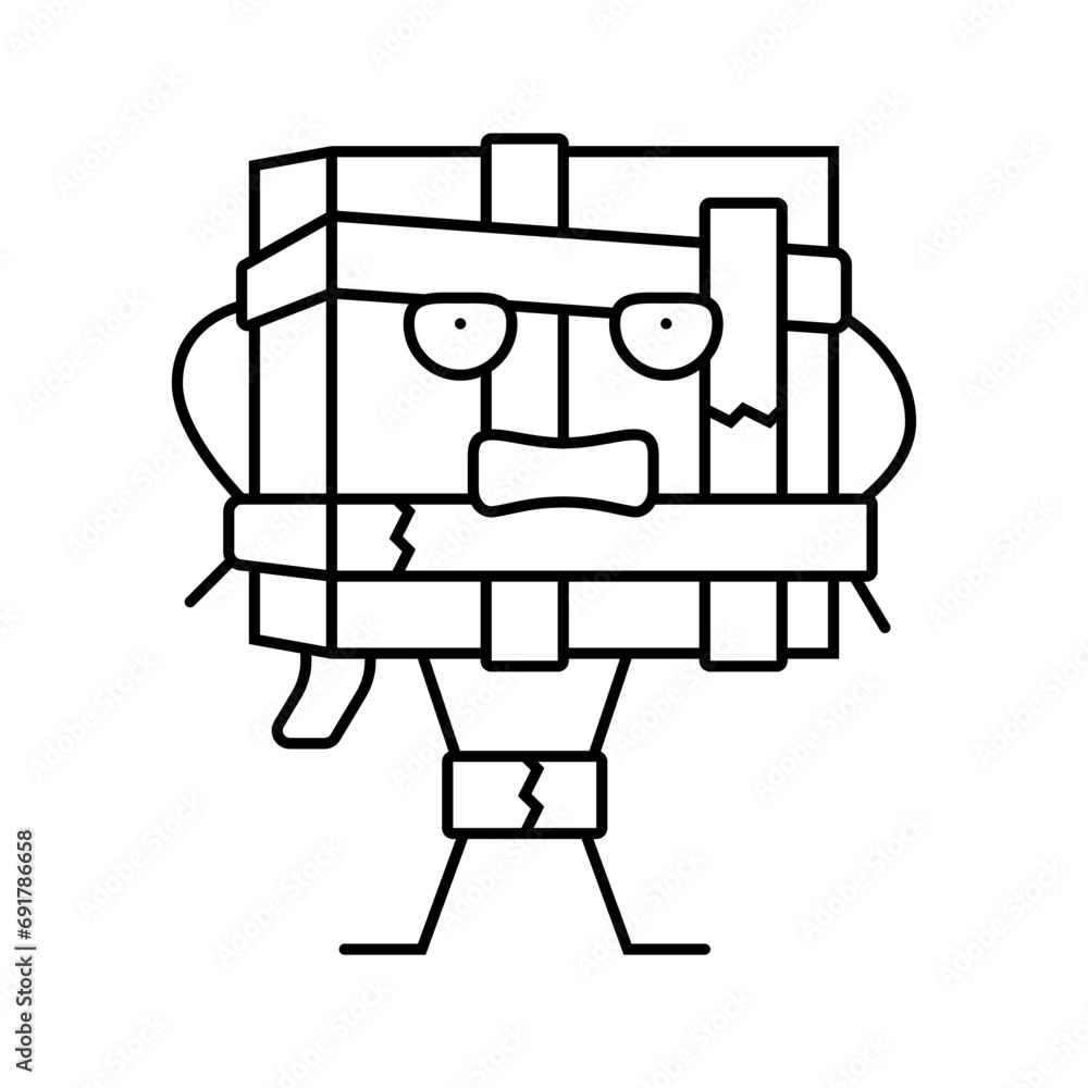 Poster tape cardboard box character line icon vector. tape cardboard box character sign. isolated contour s