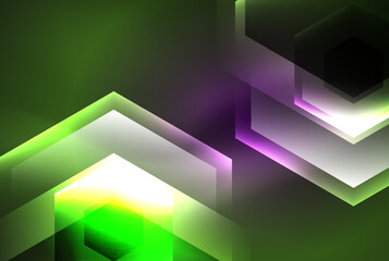 Arrow hexagon neon light glowing shapes background. Vector illustration For Wallpaper, Banner, Background, Card, Book Illustration, landing page