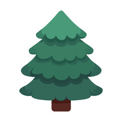 Christmas pine tree flat cartoon design. isolated. Merry Christmas and Happy New Year. Vector illustration 