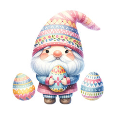 Easter gnomes with hat Easter Day theme watercolor clipart