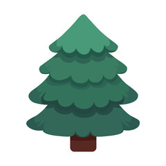 Christmas pine tree flat cartoon design. isolated. Merry Christmas and Happy New Year. Vector illustration
