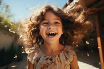 A pleased child girl. Generative AI.