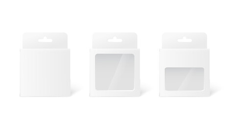 Mockups set of box tab with window, realistic vector illustration isolated.