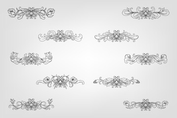 Classical Baroque Filigree Decoration Ornament Vintage Floral Border Style Antique Art Retro