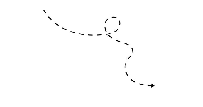 4k Dashed Arrows animated hand drawn black dotted arrows in doodle style on white background