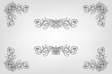 Classical Baroque Filigree Decoration Ornament Vintage Floral Border Style Antique Art Retro