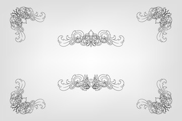 Classical Baroque Filigree Decoration Ornament Vintage Floral Border Style Antique Art Retro
