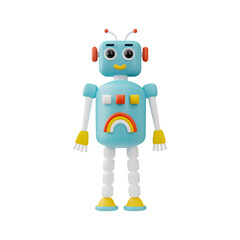 Naklejka premium Toy robot, volume render 3d vector illustration isolated on white