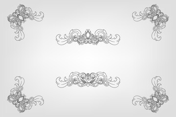Classical Baroque Filigree Decoration Ornament Vintage Floral Border Style Antique Art Retro