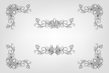Classical Baroque Filigree Decoration Ornament Vintage Floral Border Style Antique Art Retro