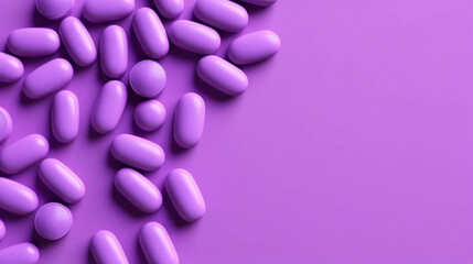 Obraz na płótnie Canvas Purple pills on a purple background.