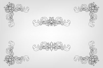 Classical Baroque Filigree Decoration Ornament Vintage Floral Border Style Antique Art Retro
