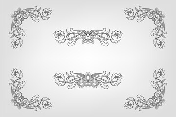 Classical Baroque Filigree Decoration Ornament Vintage Floral Border Style Antique Art Retro