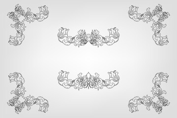 Classical Baroque Filigree Decoration Ornament Vintage Floral Border Style Antique Art Retro