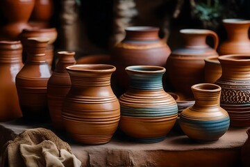 Fototapeta na wymiar Raw ceramics, clay, and ceramic art concepts. antiquated, traditional Spanish ceramics