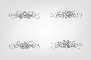 Fototapeta premium Classical Baroque Filigree Decoration Ornament Vintage Floral Border Style Antique Art Retro
