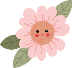 Hand drawn cute flower cartoon