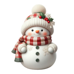 Snowman Christmas decoration isolated on transparent or white background