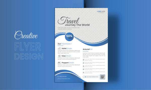 Design layout room for a photo backdrop on a travel poster, flyer, booklet, brochure, card or brochure.