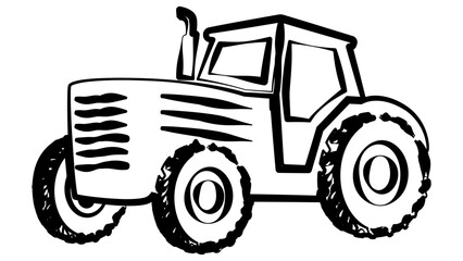 Tractor outline isolated on white background. Clipart.