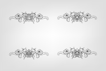 Classical Baroque Filigree Decoration Ornament Vintage Floral Border Style Antique Art Retro