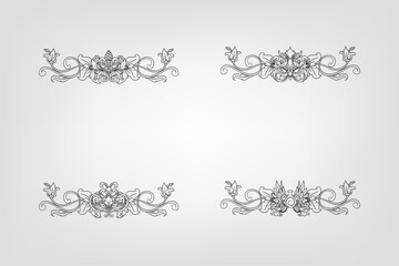 Classical Baroque Filigree Decoration Ornament Vintage Floral Border Style Antique Art Retro