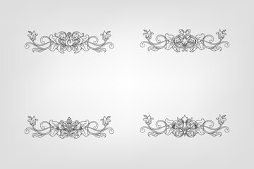 Classical Baroque Filigree Decoration Ornament Vintage Floral Border Style Antique Art Retro