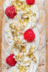 Christmas roll cake with berries