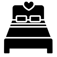 double bed glyph icon