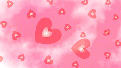 pink rose petals abstract background with heart pattern 
