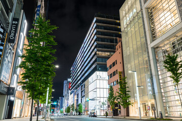 銀座の夜の街並み風景_夜景_東京都中央区