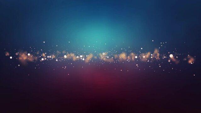 Blue Red  bokeh particles glitter awards dust gradient abstract background. Futuristic glittering in space on blue red background.