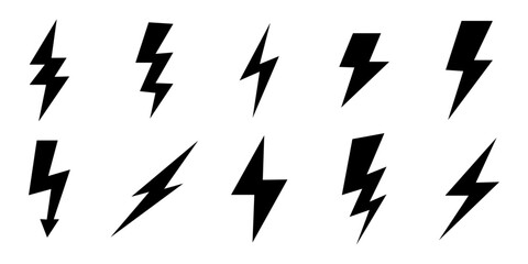 set of thunder icon. spark, electric, electricity, sparking symbol