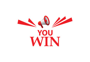 you win sign on white background